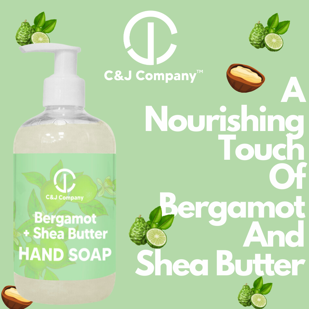 C&J Company Hand Soap, Made with Shea Butter, Bergamot,Moisturizing Hand Wash, All Natural, Alcohol-Free, Cruelty-Free, 12oz - Cureton & Johnson