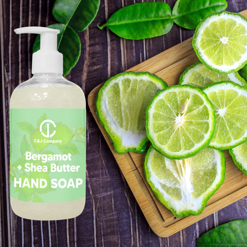 C&J Company Hand Soap, Made with Shea Butter, Bergamot,Moisturizing Hand Wash, All Natural, Alcohol-Free, Cruelty-Free, 12oz - Cureton & Johnson